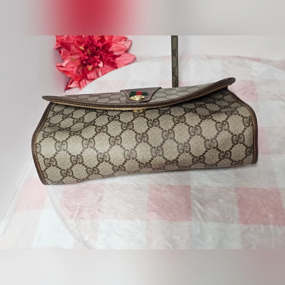 GUCCI GG Web SherryLine Clutch Bag PVC Leather (Removable Unbranded … - Picture 9 of 10